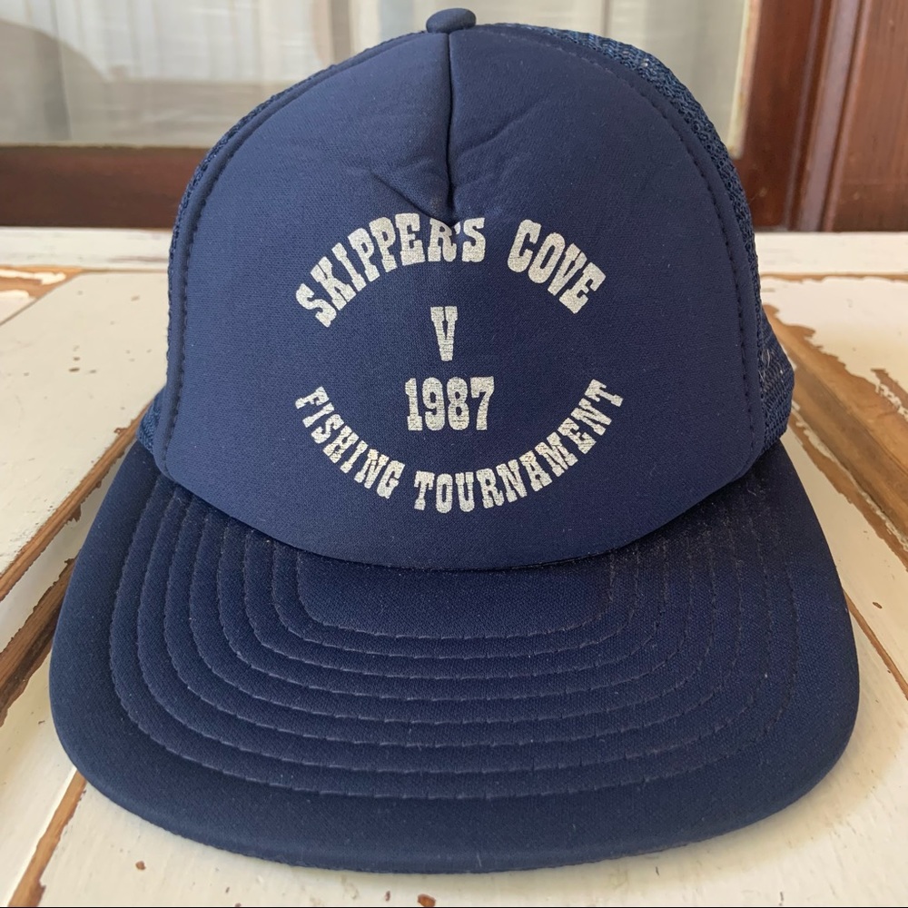 Vtg. 1987 Fishing Tournament Snap Back Trucker Hat